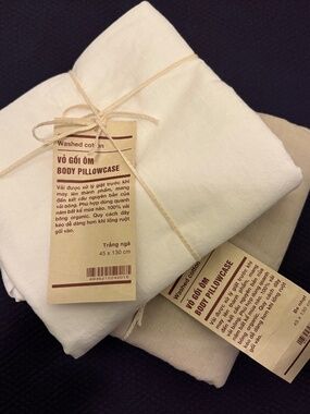 2 Muji body Pillowcases NWT / Off white & oat color/ (from Asia - check sizing)